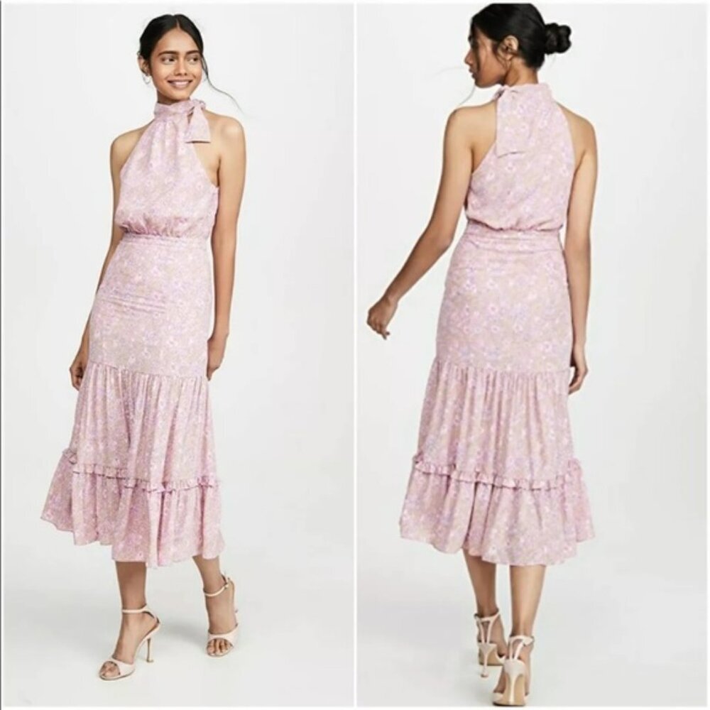Likely Pink Floral Halter Midi Dress